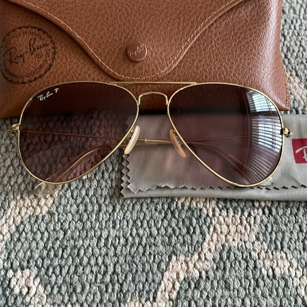 Ray-Ban Gold Frame Brown Gradient Aviator Sunglasses